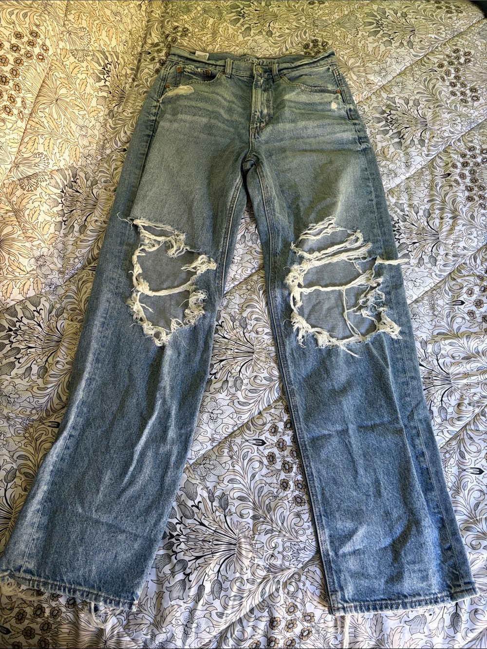 American Eagle AE Strigid Super High-Waisted Ultra Wide-Leg Jean Jeans Blue Size